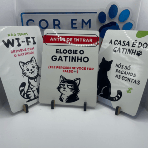 Plaquinhas Pet Gatos - Alto Brilho e Resistência - 15x20cm